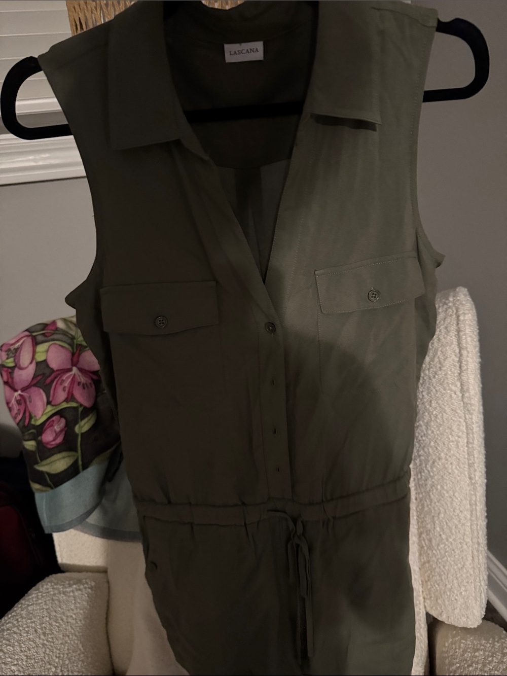 LASCANA Olive Green Sleeveless Utility Jumpsuit